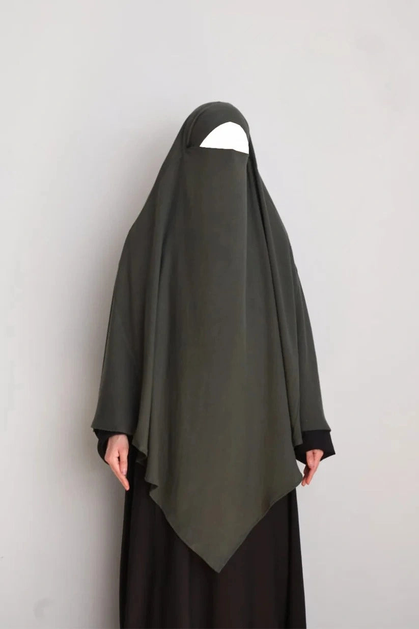 Cotton Diamond Khimar Dark Grey