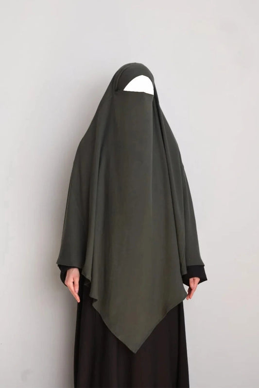Cotton Diamond Khimar Dark Grey