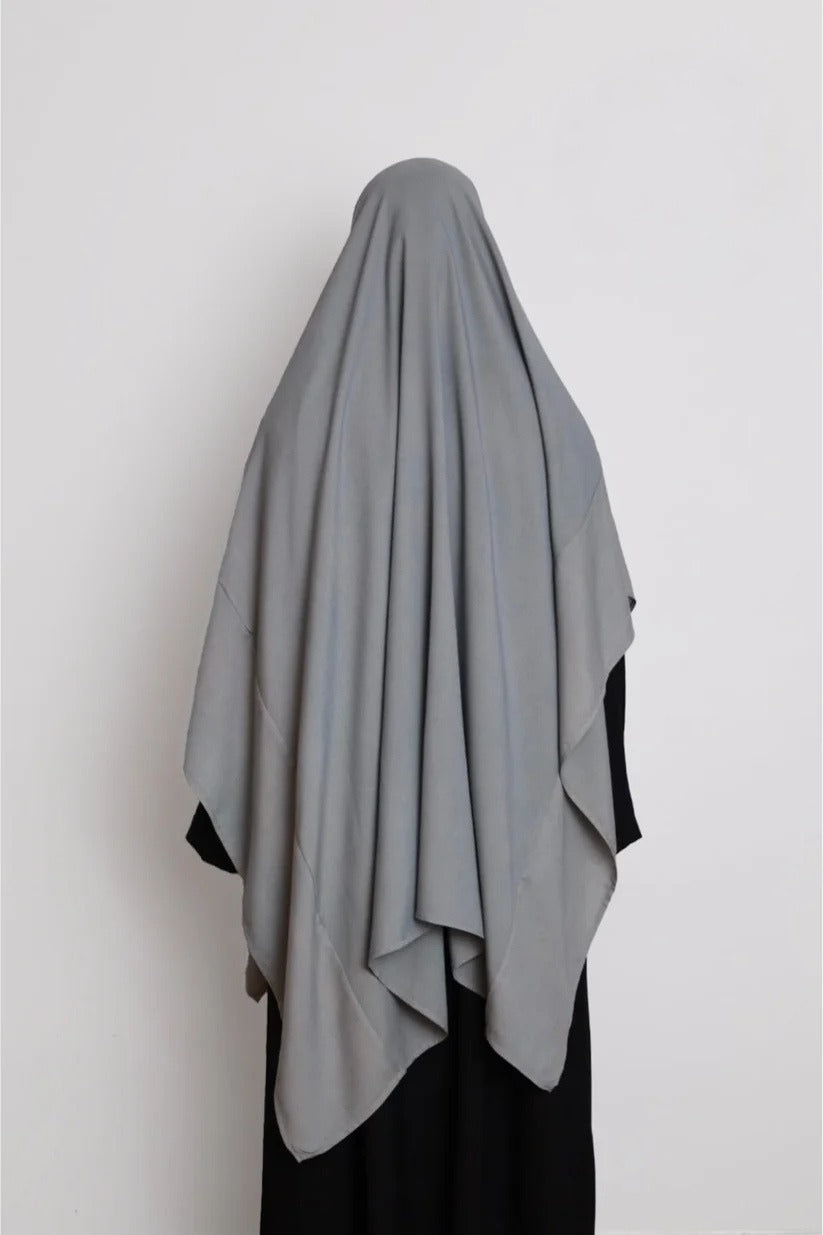Cotton Khimar Light Grey