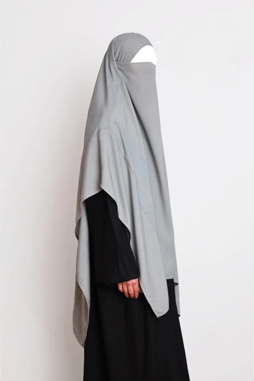 Cotton Khimar Light Grey