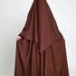 Cotton Pleated Abaya With Nursing Zip Dark Brown