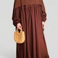 Cotton Pleated Abaya With Nursing Zip Dark Brown