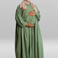 Cotton Pleated Abaya With Nursing Zip Light Khaki