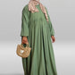 Cotton Pleated Abaya With Nursing Zip Light Khaki