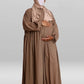 Cotton Pleated Abaya With Nursing Zip Taupe
