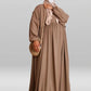 Cotton Pleated Abaya With Nursing Zip Taupe