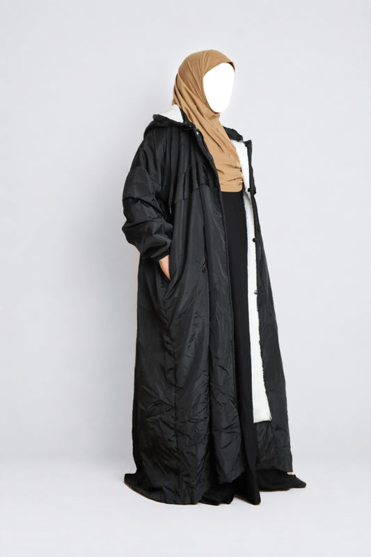 Waterproof Abaya Jacket Fur Lined Black