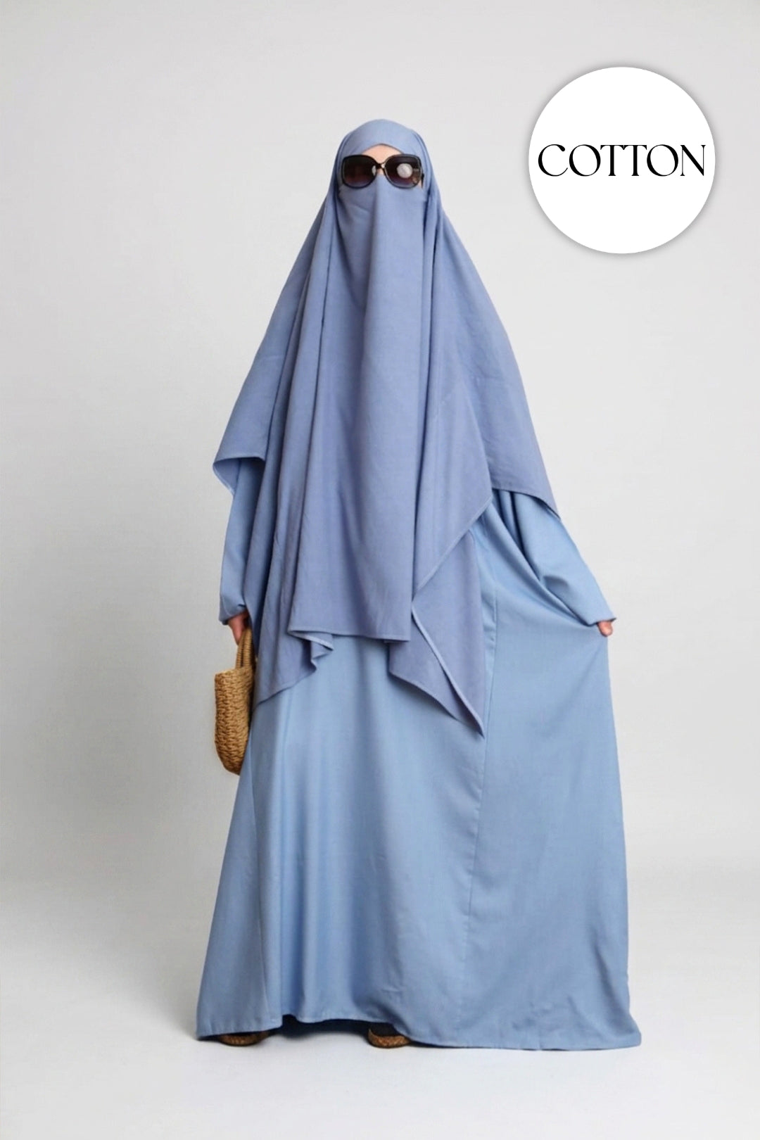 Cotton Abaya Light Blue