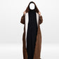 Fur Lined Winter Abaya With Detachable Hood Brown