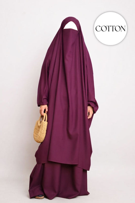 Cotton 2 Piece Jilbab Grape