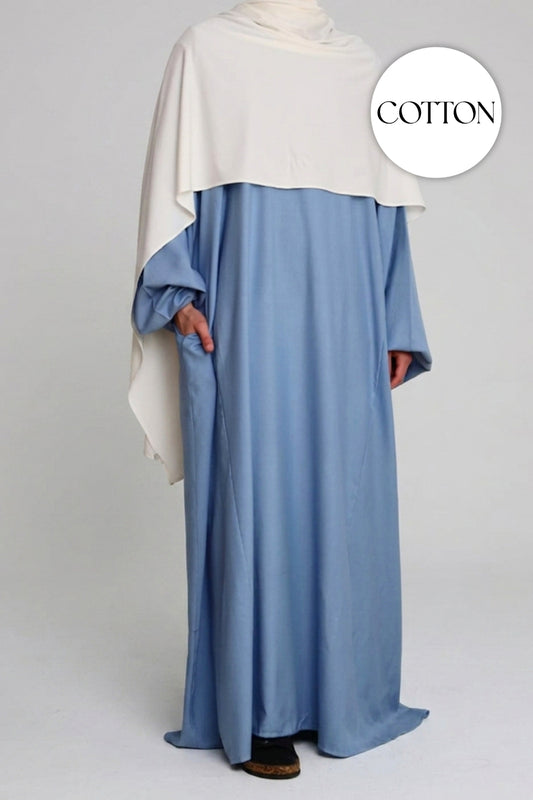 Cotton Abaya Light Blue