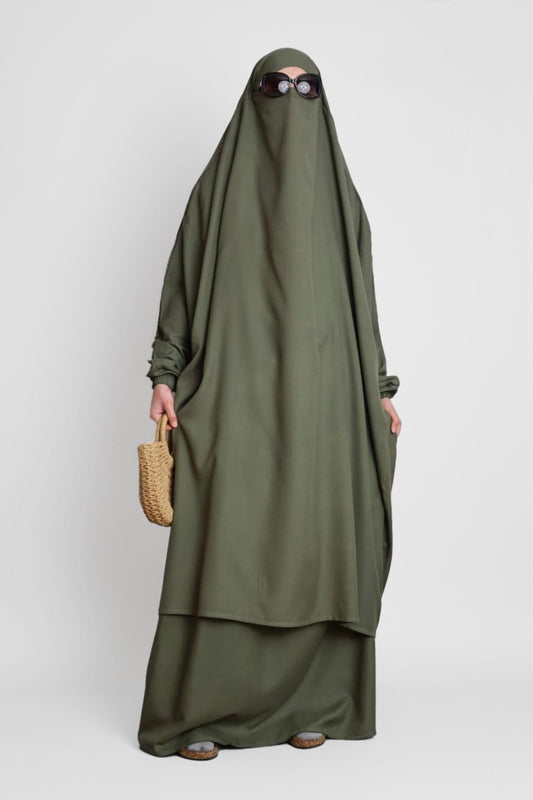 Cotton 2 Piece Jilbab Khaki