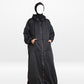 Fur Lined Winter Abaya With Detachable Hood Black
