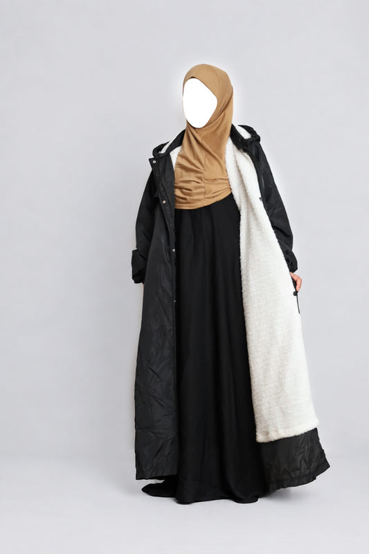 Waterproof Abaya Jacket Fur Lined Black