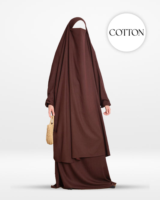 100% Cotton 2 Piece Jilbab Dark Brown