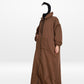 Fur Lined Winter Abaya With Detachable Hood Brown
