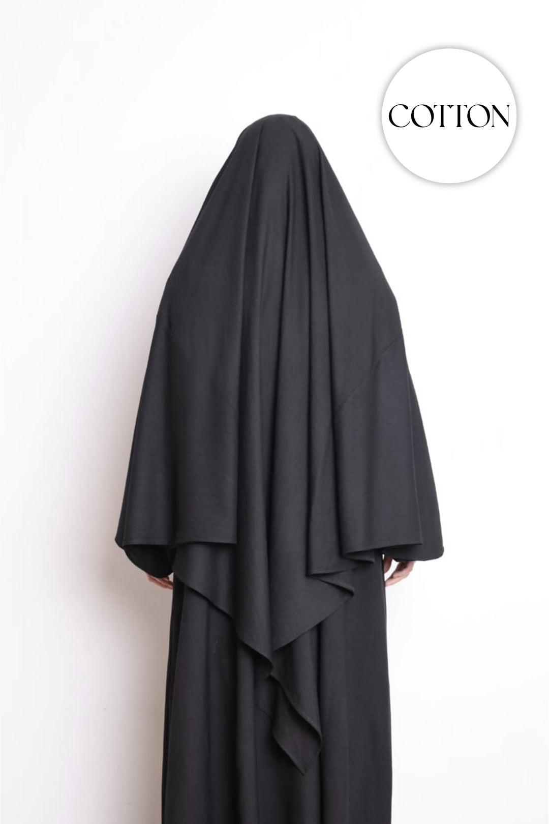 100% Cotton Diamond Khimar Black