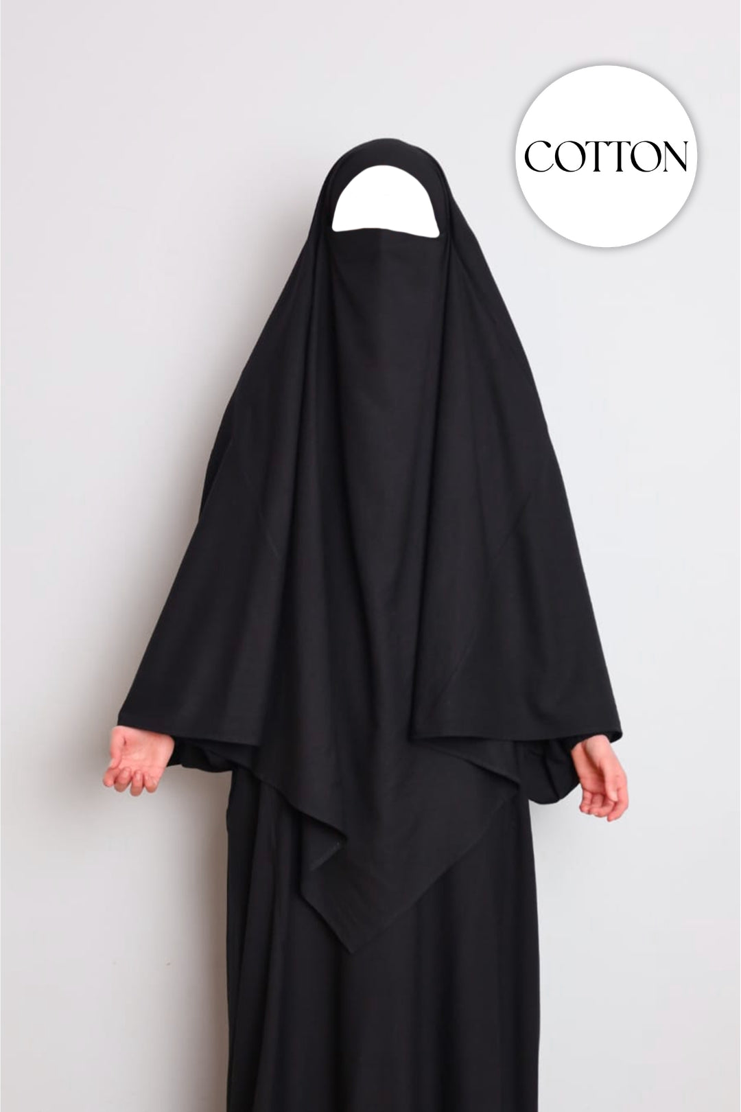 100% Cotton Diamond Khimar Black