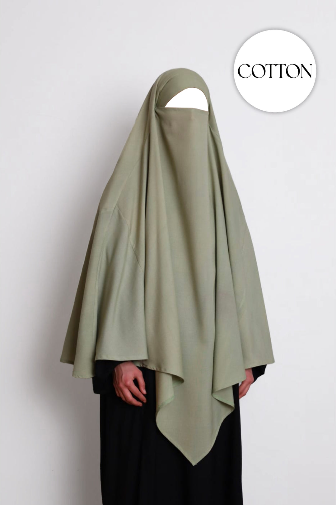 100% Cotton Diamond Khimar Sage Green