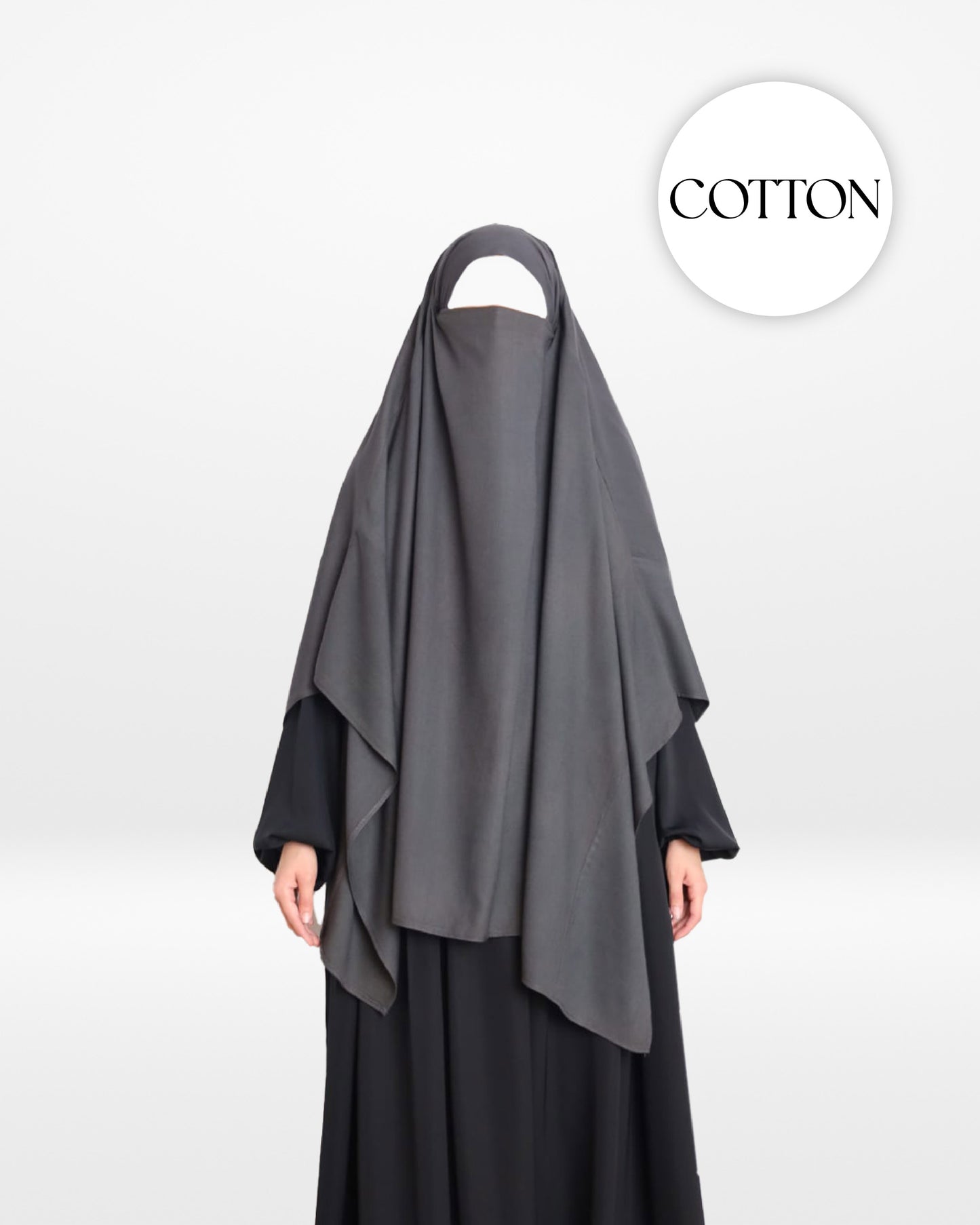 100% Cotton Khimar Dark Grey