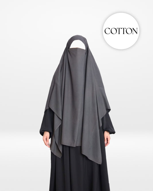 100% Cotton Khimar Dark Grey