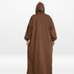 Fur Lined Winter Abaya With Detachable Hood Brown