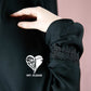 Black prayer jilbab with decorative sleeve trims