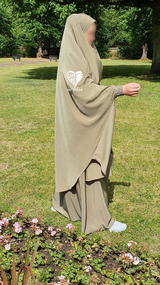 Light Khaki - 2 Piece Sheen Jilbab