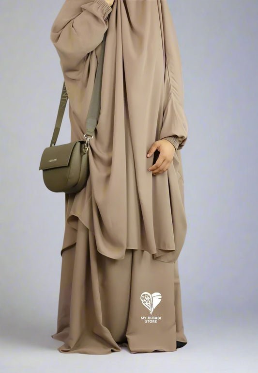 Light Beige 2 Piece Matte Jilbab