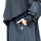 black nursing abaya with breastfeeding zip and poclets