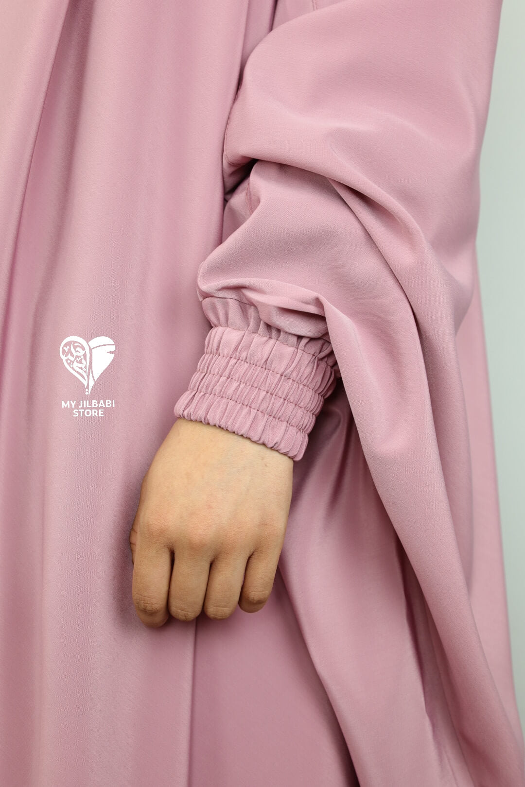 Powder pink jilbab modest ruffle sleeve